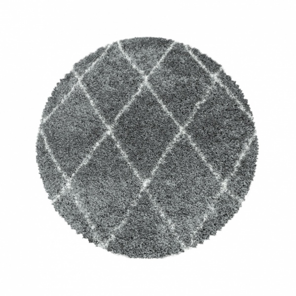 Alvor Soft Shaggy Geometric Grey Rug